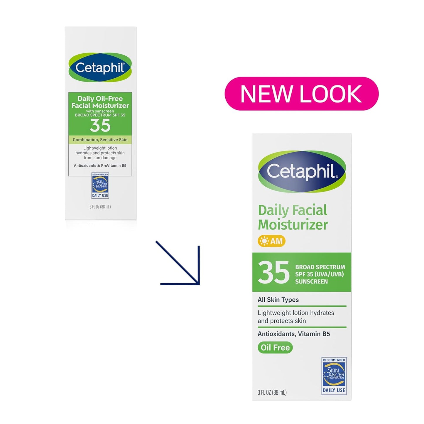 Zermet 1 Cetaphil Face Moisturizer, Daily Oil Free Facial Moisturizer with SPF 35, For Dry or Oily Combination Sensitive Skin, Fragrance Free Face Lotion