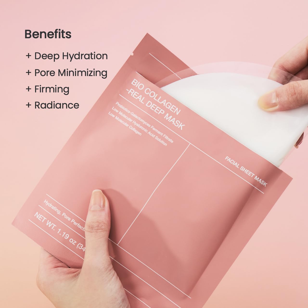 Zermet 1 Zermet 1  Bio-Collagen Real Deep Mask, Hydrating Overnight Hydrogel Mask, Pore Minimizing, Elasticity Improvement, 34g x4ea