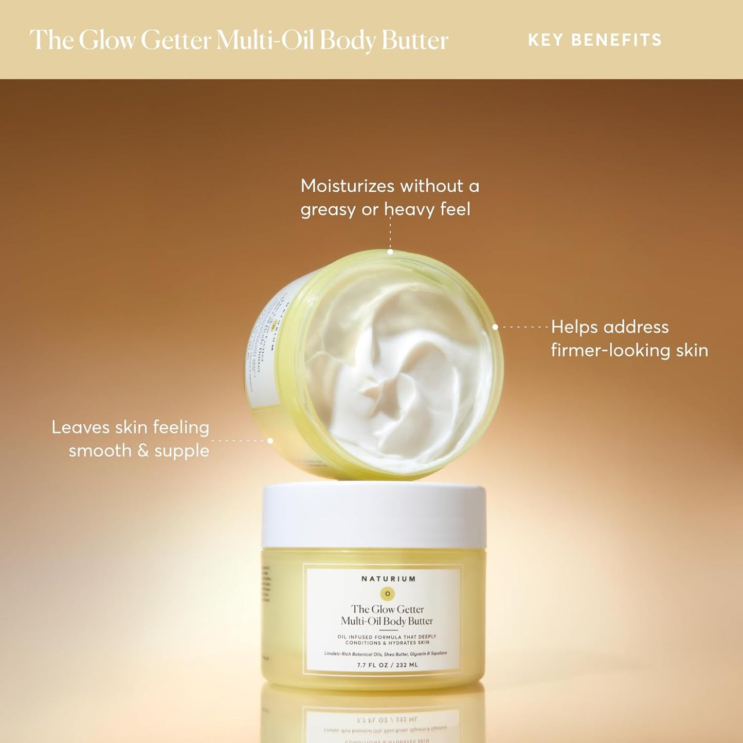 Zermet 1 Zermet 1  The Glow Getter Whipped Multi-Oil Body Butter, Firming Cream & Body Moisturizer with Shea Butter, 7.7 fl oz