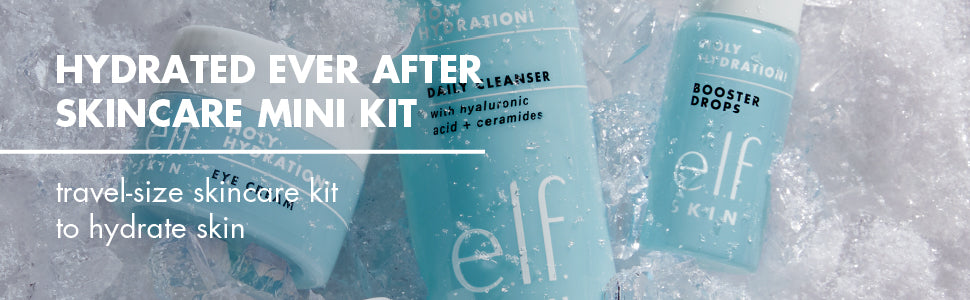 Zermet 1 e.l.f. SKIN Holy Hydration! Hydrated Ever After Skincare Mini Kit, Cleanser, Makeup Remover, Moisturiser & Eye Cream For Hydrating Skin, Airplane-Friendly Sizes