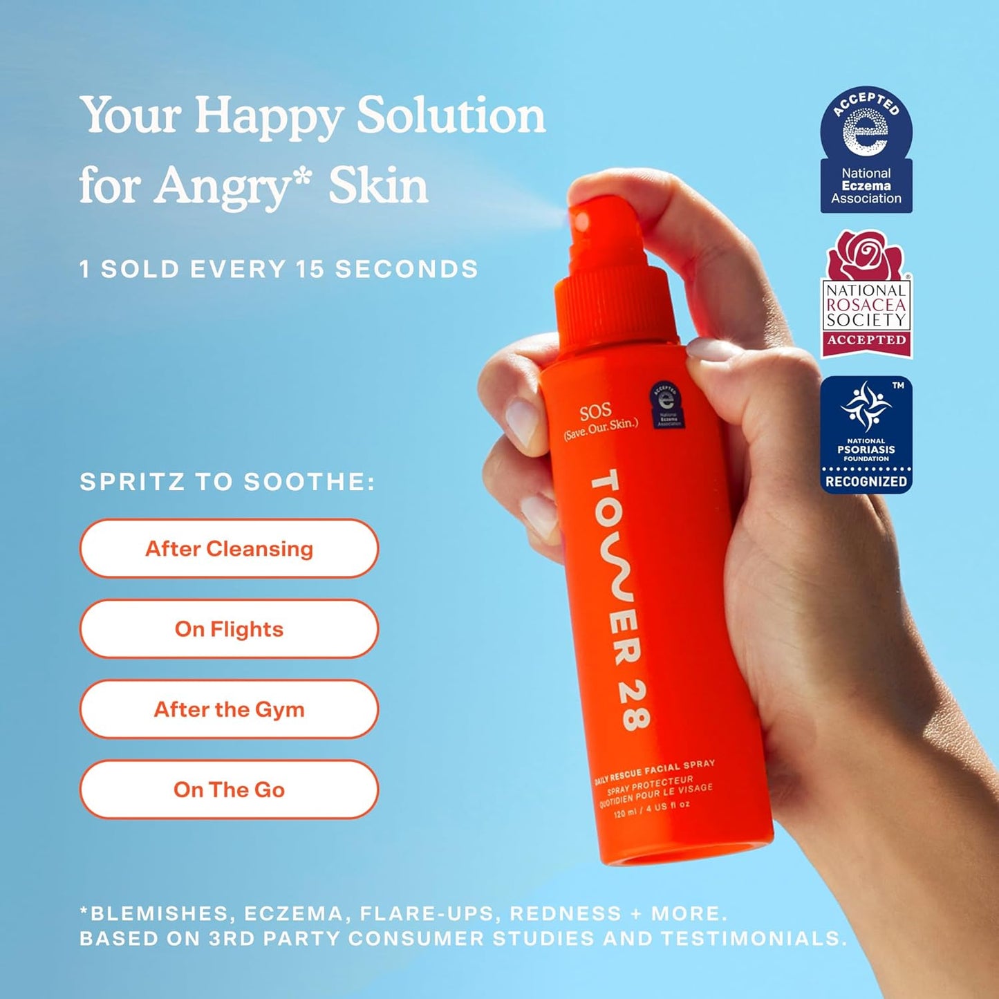 Zermet 1 Tower 28 SOS Daily Rescue Facial Spray for Sensitive Skin, Hypochlorous Acid Spray Helps Reduce Redness and Breakouts, Travel Size Toner for Face, 1 FL Oz