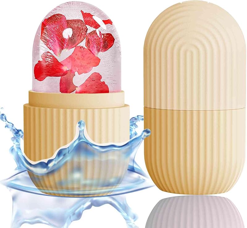 Zermet 1 XHJRI Ice Cube Roller Massager for Face, Eyes and Neck Naturally Conditioning and Skin Care,De-Puff Eye Bags,Reduce Migraine Pain,Reusable Massage Silicone Ice Mold (Pink)