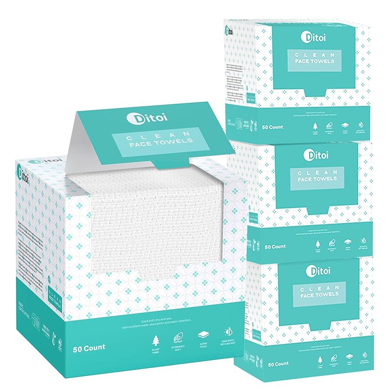 Zermet 1 Face Towels, 10"×12" Disposable Face Towel, Face Towelettes XL, Ultra Soft Makeup Remover Dry Wipes, Thick Face Towel for Sensitive Skin, 50 Count (1 Pack)