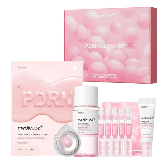 Zermet 1 medicube Salmon DNA Zermet 1  Trial Kit | Glass Glow Mini Skincare Set with Toner, Serum & Sheet Mask for Hydrating, Firming, Moisturizing |Gift & Travel Essentials for Women & Girls | Korean Skincare
