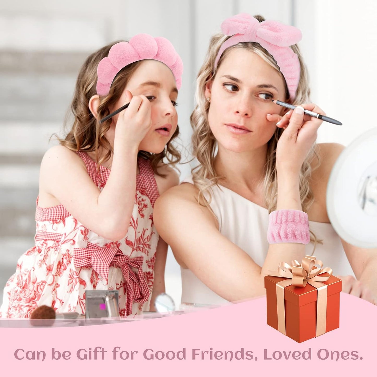 Zermet 1 Puffy Spa Headband & Skincare Headbands for Women Makeup,Terry Cloth Towel Head Band for Skin Care,Sponge Make Up Hair Band for Girls,Face Wash Wristband Scrunchies Set 4 Pcs