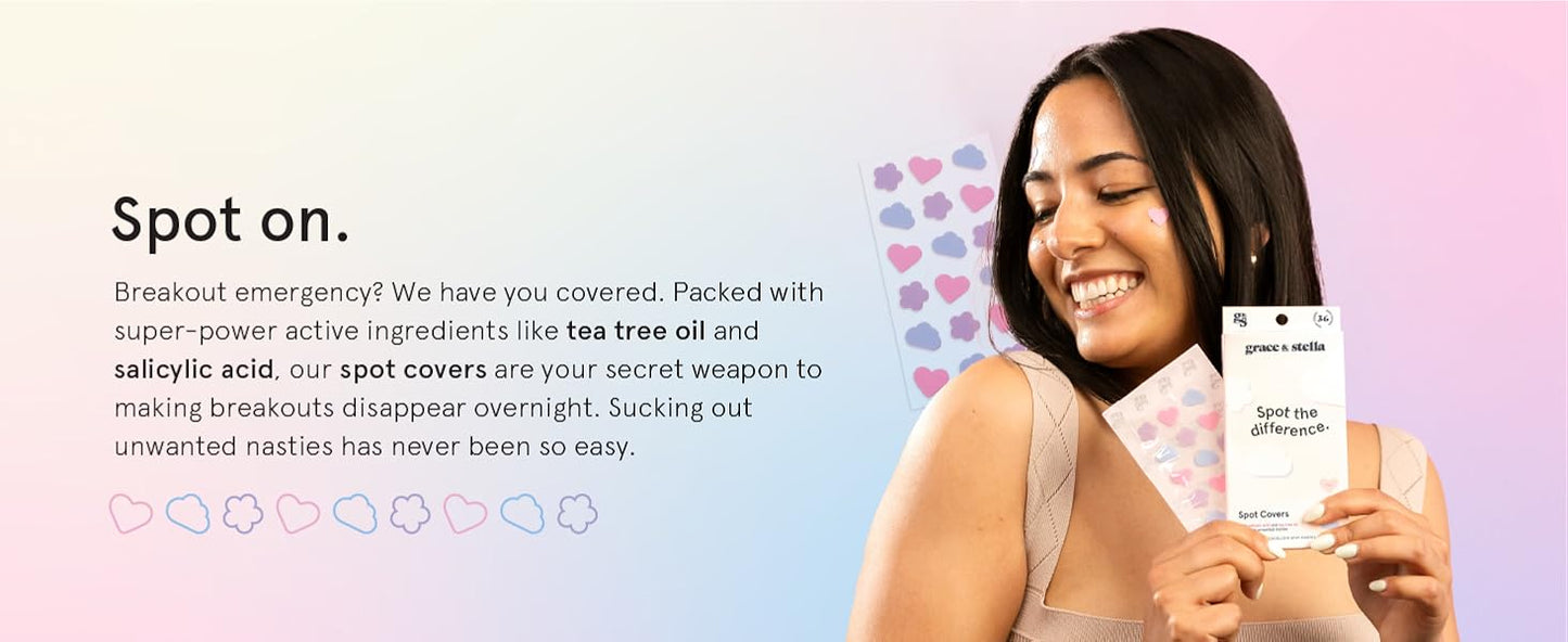 Zermet 1 grace & stella Award Winning Pore Strip - Pimple Patches for Face - Hydrocolloid Acne Patches - Absorbs Zits, Reduces Redness - Cute Patches Dermatologist-Tested, Vegan (Multishape, 36 Count)