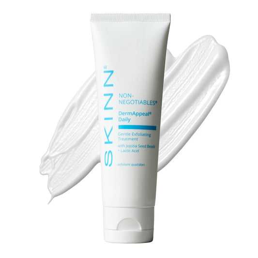 Gentle Exfoliating Face Scrub, Dermappeal Daily by SKINN - Anti-Aging Facial Treatment Exfoliator for Sensitive Skin with Jojoba Seed Beads & Lactic Acid, Smooths Wrinkles & Fine Lines