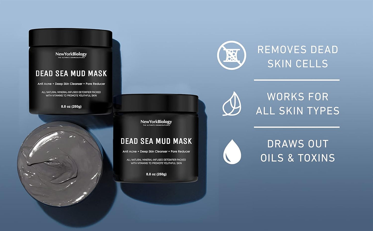 Zermet 1 New York Biology Dead Sea Mud Mask for Face and Body - Spa Quality Pore Reducer for Acne, Blackheads & Oily Skin, Natural Skincare for Women, Men - Tightens Skin for A Healthier Complexion - 8.8 oz