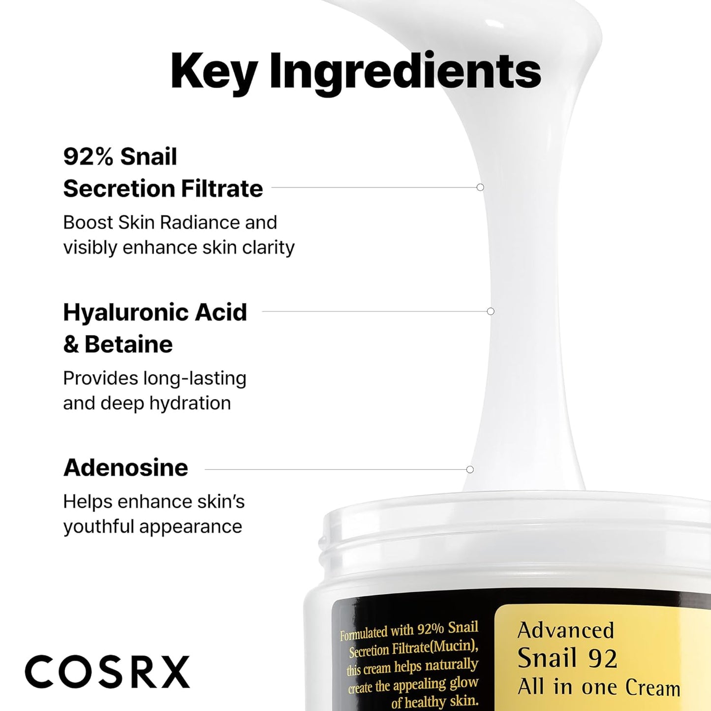 Zermet 1 Zermet 1  Snail Mucin 92% Face Moisturizer, 3.52 Oz, Lightweight Moisturing Cream for Soft, Glowy Skin, Korean Skin Care, Korean Moisturizer Face Cream