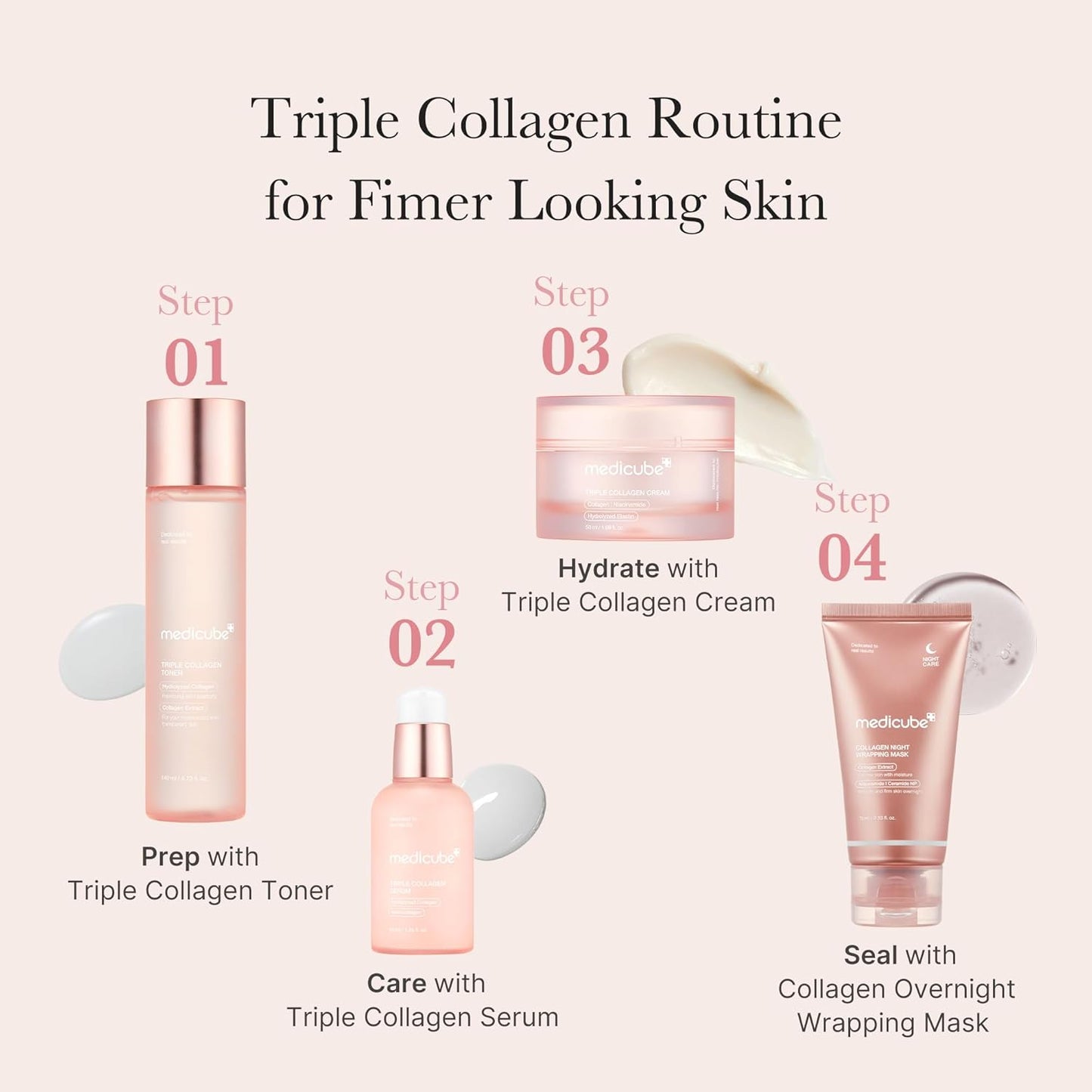 Zermet 1 Medicube Triple Collagen Serum 1.85 fl.oz - Nourish dull skin with Triple Collagen Complex - A lightweight serum with Niacinamide and Hyaluronic Acid - Korean Skincare