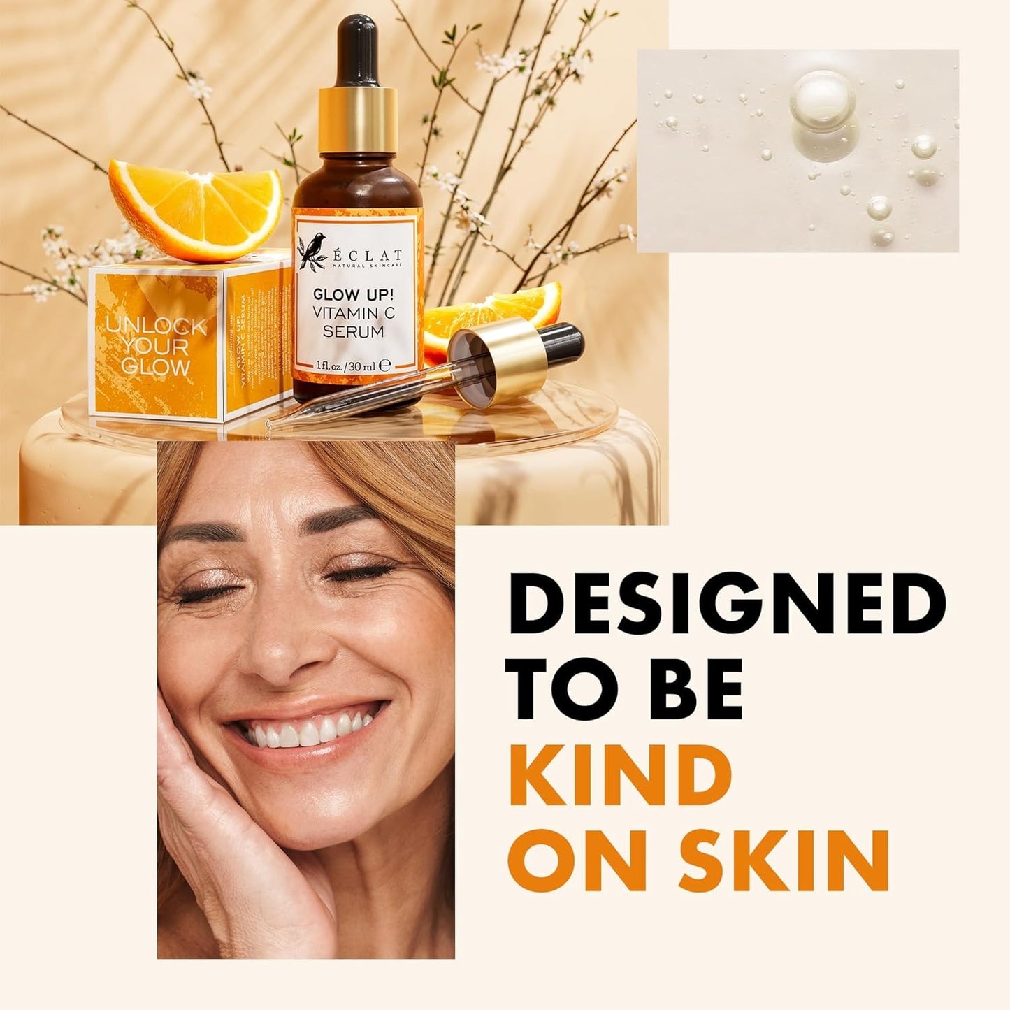 Zermet 1 Eclat Skincare Vitamin C Face Serum - Skin Care for Dark Spots, Vitamin C Serum with Hyaluronic Acid, Ferulic Acid, & Vit E - Anti Aging and Skin Brightening, Pure Vit C Facial Care - 30 ml