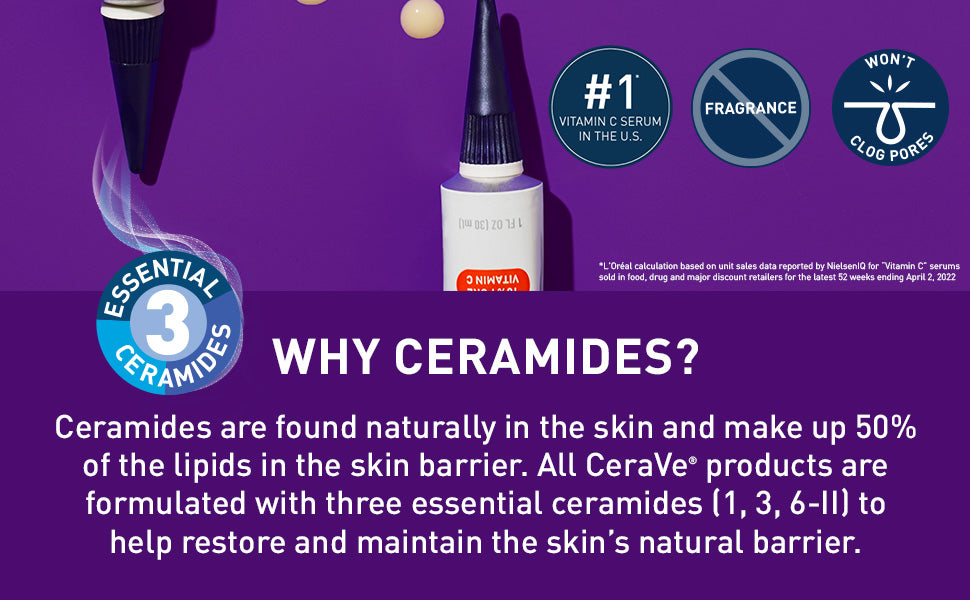 Zermet 1 CeraVe Vitamin C Serum with Hyaluronic Acid, Skin Brightening Serum for Face with 10% Pure Vitamin C, Fragrance Free, 1 Fl. Oz