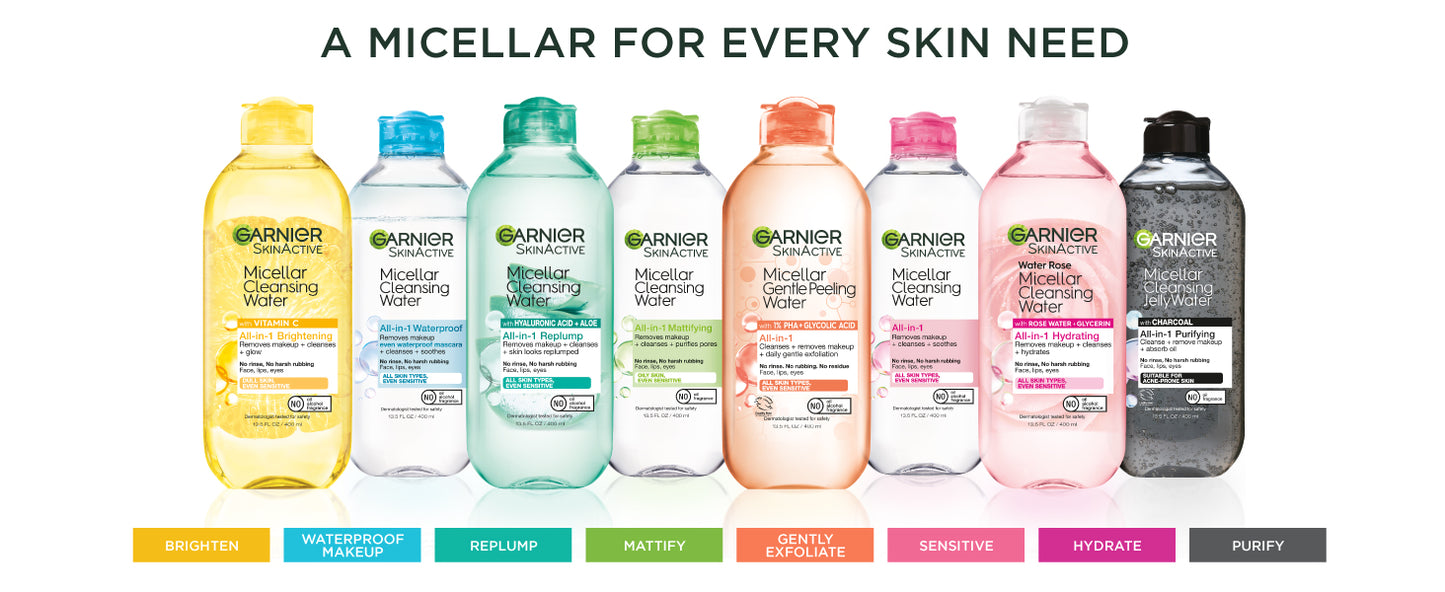 Zermet 1 Garnier Micellar Water, Hydrating Facial Cleanser & Makeup Remover, Suitable for Sensitive Skin, Vegan, Cruelty Free, 13.5 Fl Oz (400mL), 1 Count