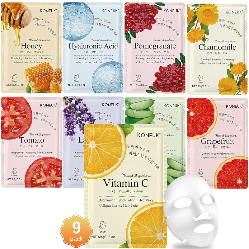 Zermet 1 60 Pack Collagen Essence Face Masks Skincare for Women, Hydrating Sheet Face Masks Suitable for Dry and Sensitive Skin, Bulk Facial Masks for Women Skin Care, Face Mask Gifts Set for Spa Party