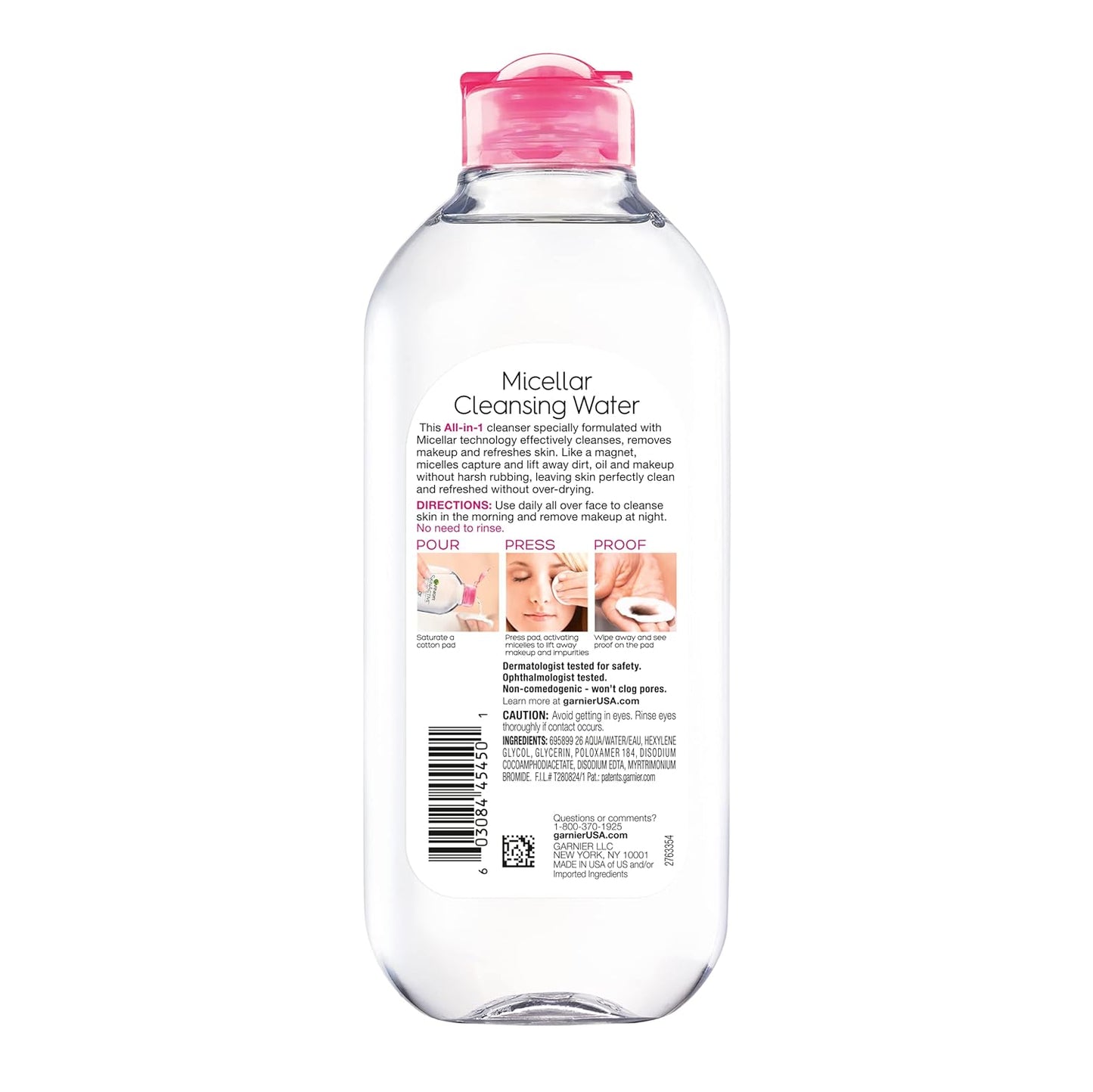 Zermet 1 Garnier Micellar Water, Hydrating Facial Cleanser & Makeup Remover, Suitable for Sensitive Skin, Vegan, Cruelty Free, 13.5 Fl Oz (400mL), 1 Count