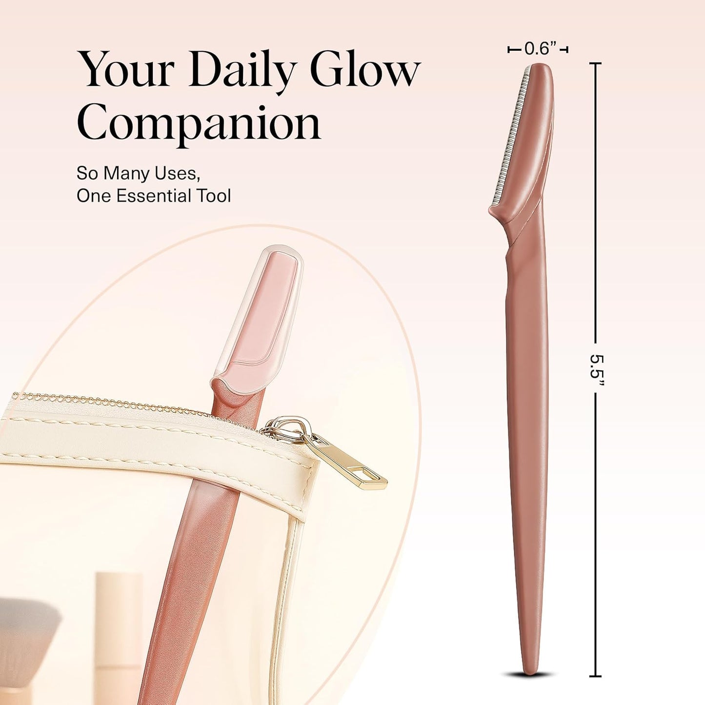 Zermet 1 Kitsch Dermaplane Razor for Women Face - Face Razors for Women and Men - Eyebrow Trimmer, Shaver, Recycled Plastic Dermaplaning and Skin Care Tool - Terracotta, 12 pcs
