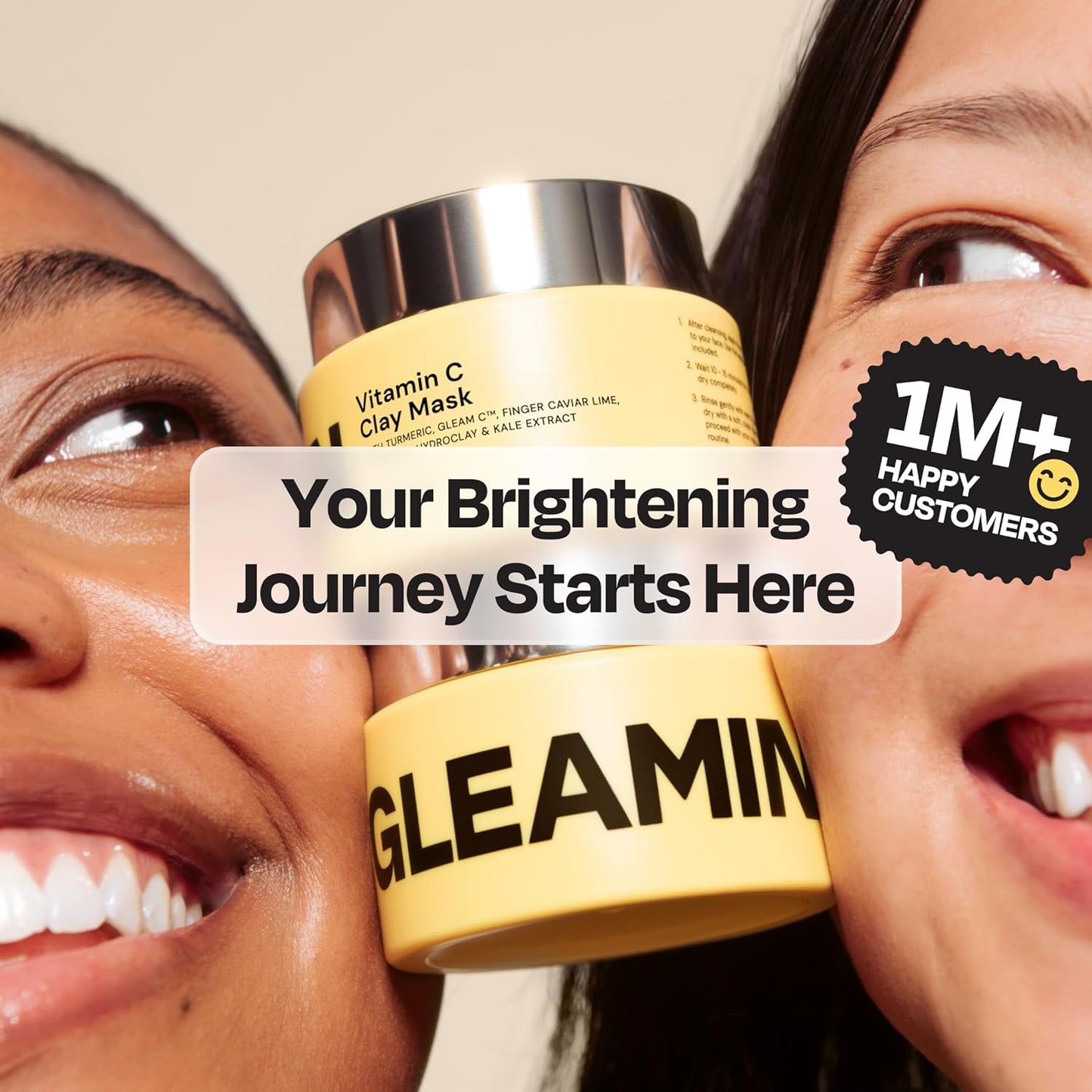 Zermet 1 Gleamin Vitamin C Clay Mask for Dark Spots, Turmeric Clay Face Mask Skin Care, Deeply Cleanses & Refines Pores, Brightens Uneven Tone and Helps Improve Post-Blemish Scarring & Texture, Up to 20 Uses