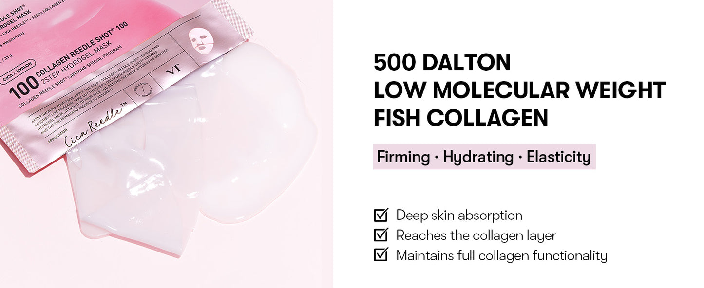 Zermet 1 Zermet 1  Collagen Reedle Shot 100 2-Step Hydrogel Mask(34.5gx4ea), Intensive Firming, Exosome 500Da Collagen, Fine Lines, Overnight Melting Mask, Korean Facial Mask, Pink Collagen