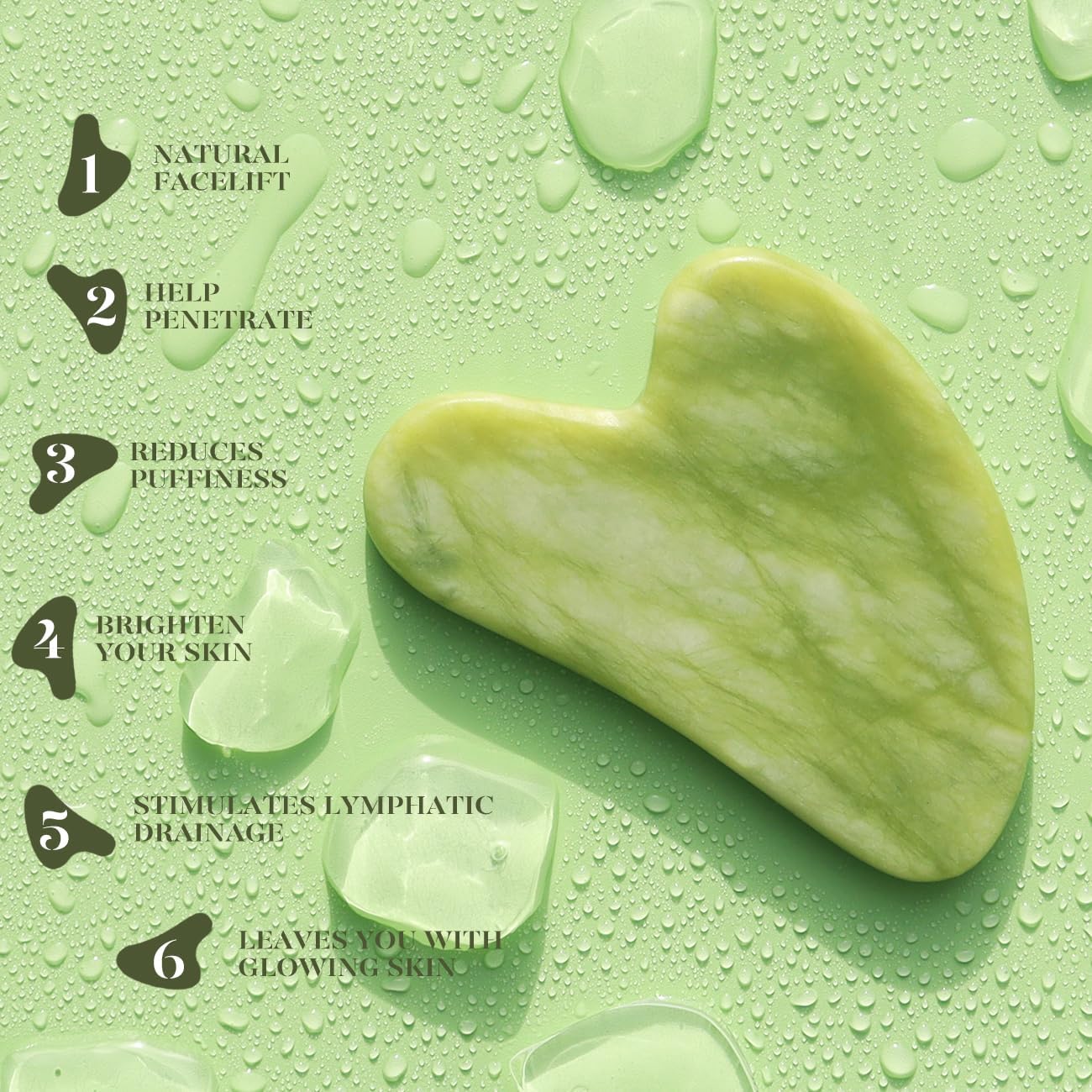 Zermet 1 BAIMEI IcyMe Gua Sha & Jade Roller Facial Tools Face Roller and Gua Sha Set for Puffiness and Redness Reducing Skin Care Routine, Self Care Gift for Men Women - Green