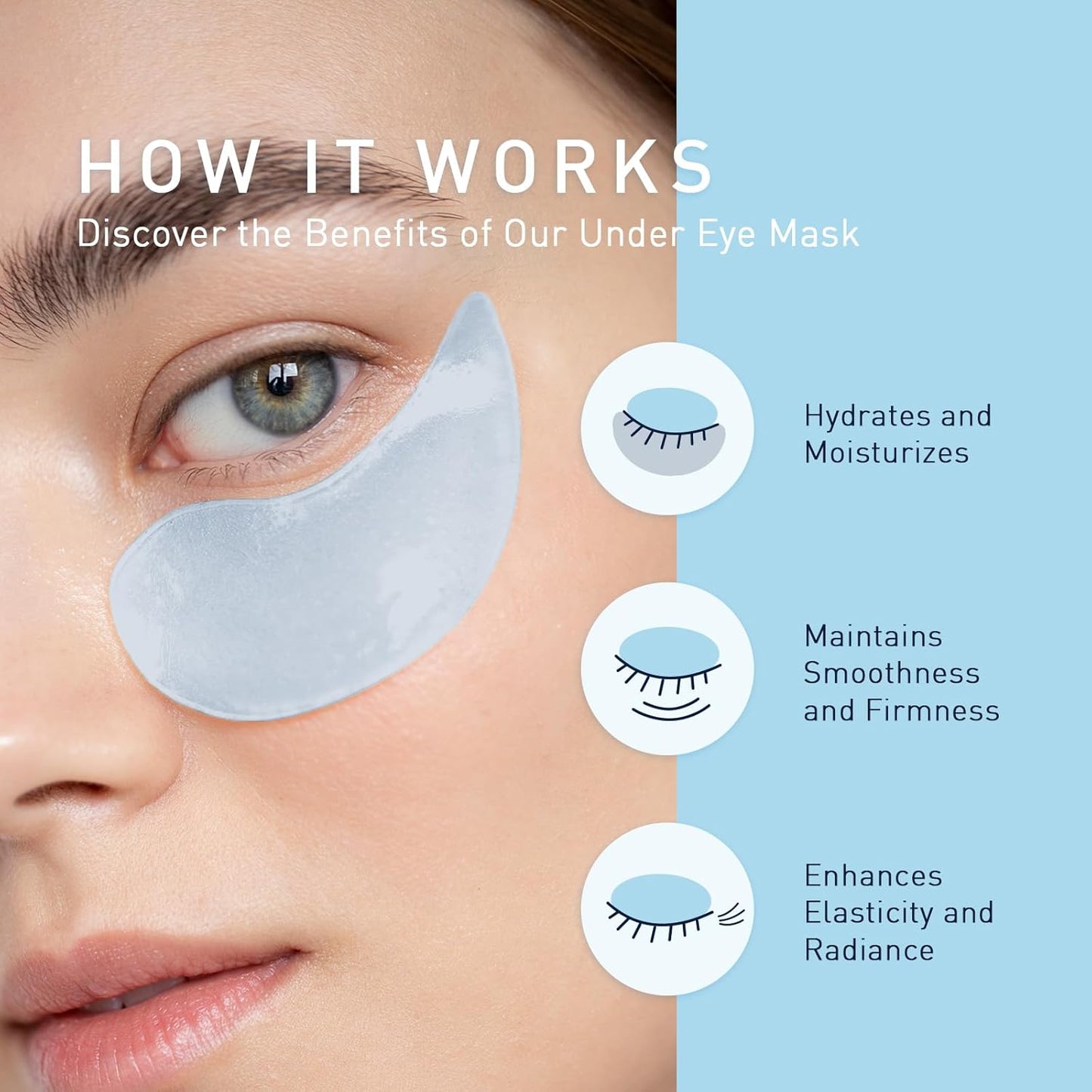 Zermet 1 Enaskin Naturals Under Eye Patches for Dark Circles: 30 Pairs Retinol Collagen Eye Gels Mask - Reduce Wrinkles Puffy & Bags - Skin Treatment Pads - Anti Aging Moisturizer For Women (Blue)