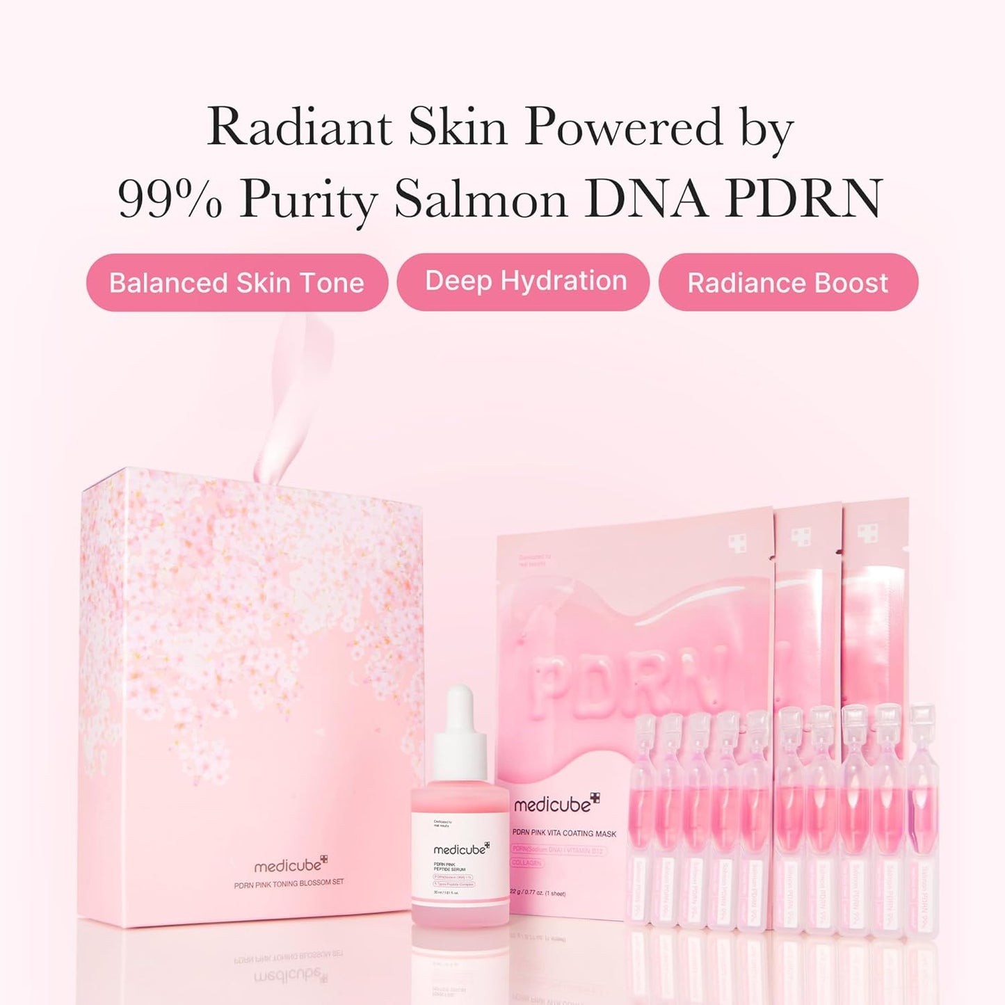 Zermet 1 medicube Pink Zermet 1  Trio Gift Set for Glass Glow Skin -Hydrating, Firming, and Radiance-Boosting Skincare Set for Women & Girls | With Salmon DNA Zermet 1 , Peptides and Pink Vitamin | Korean Skincare