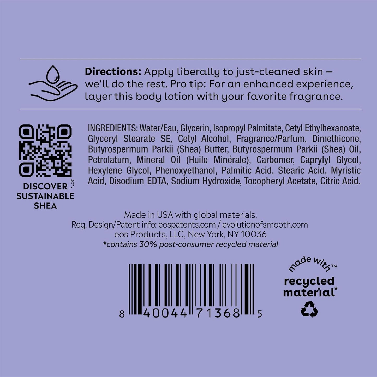 Zermet 1 eos Shea Better Body Lotion Vanilla Cashmere, 24-Hour Moisture Skin Care, Lightweight & Non-Greasy, Natural Shea, Vegan, Vanilla Body Lotion, 16 fl oz