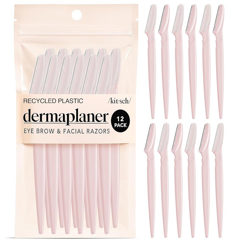 Zermet 1 Kitsch Dermaplane Razor for Women Face - Face Razors for Women and Men - Eyebrow Trimmer, Shaver, Recycled Plastic Dermaplaning and Skin Care Tool - Terracotta, 12 pcs