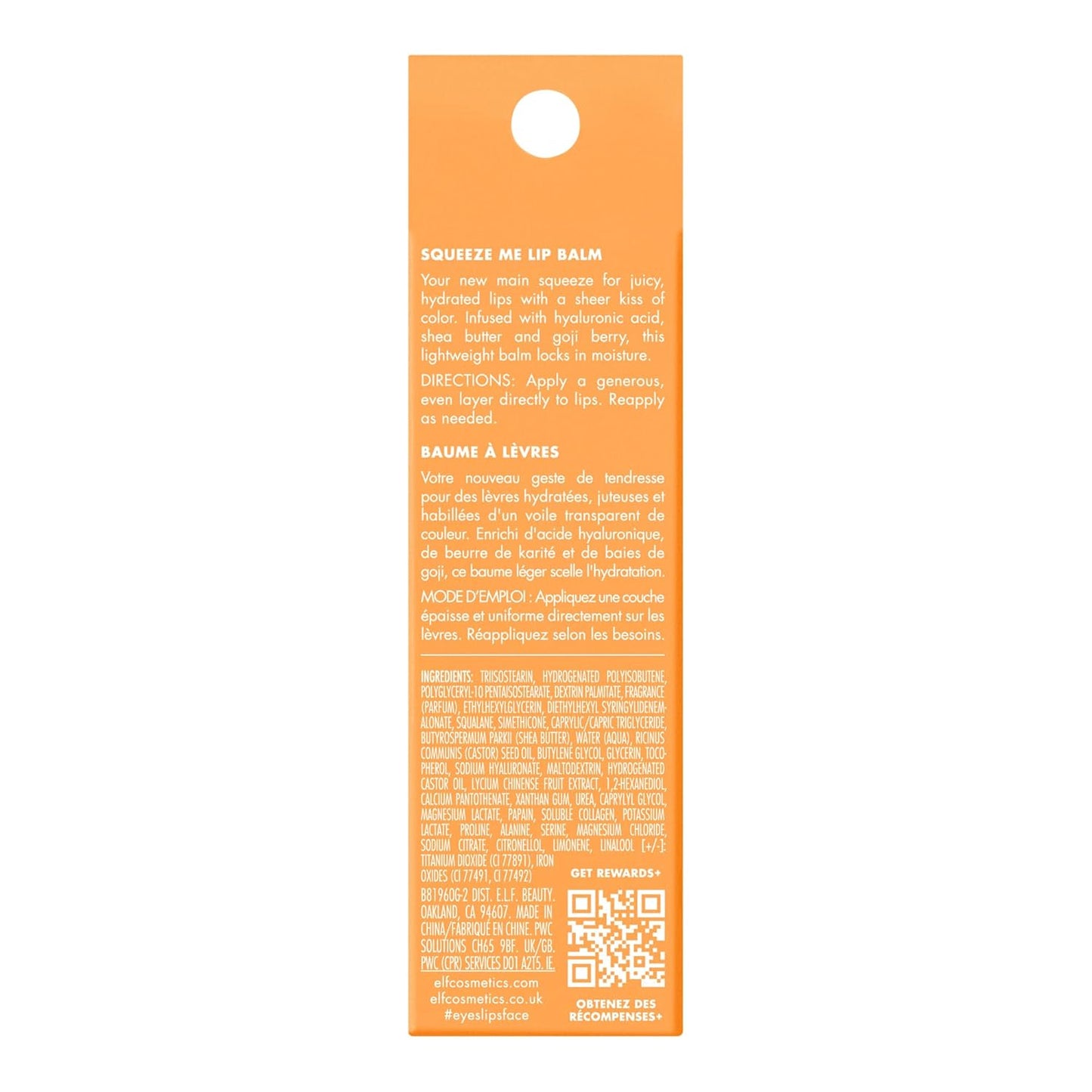Zermet 1 e.l.f. Squeeze Me Lip Balm, Moisturizing Lip Balm For A Sheer Tint Of Color, Infused With Hyaluronic Acid, Vegan & Cruelty-free, Peach
