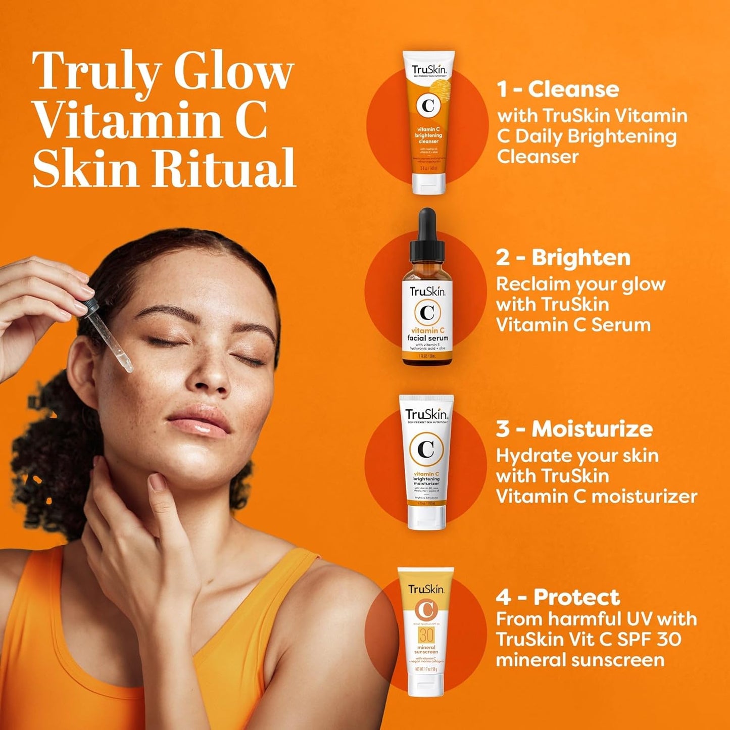 Zermet 1 TruSkin Vitamin C Serum For Face – Anti Aging Face Serum with Vitamin C, Hyaluronic Acid, Vitamin E – Brightening Formula – Improve Appearance of Dark Spots, Tone, Fine Lines & Wrinkles, 1 Fl Oz