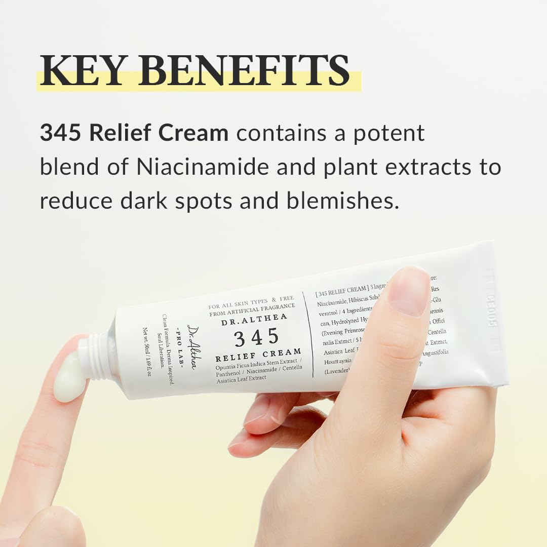 Zermet 1 Dr.Althea 345 Relief Cream, Daily Face Moisturizer, Blemish Relief Care, Soothing Recovery & Moisture, Korean Vegan Skin Care for All Skin Types, 1.69 Fl Oz (Pack of 1)