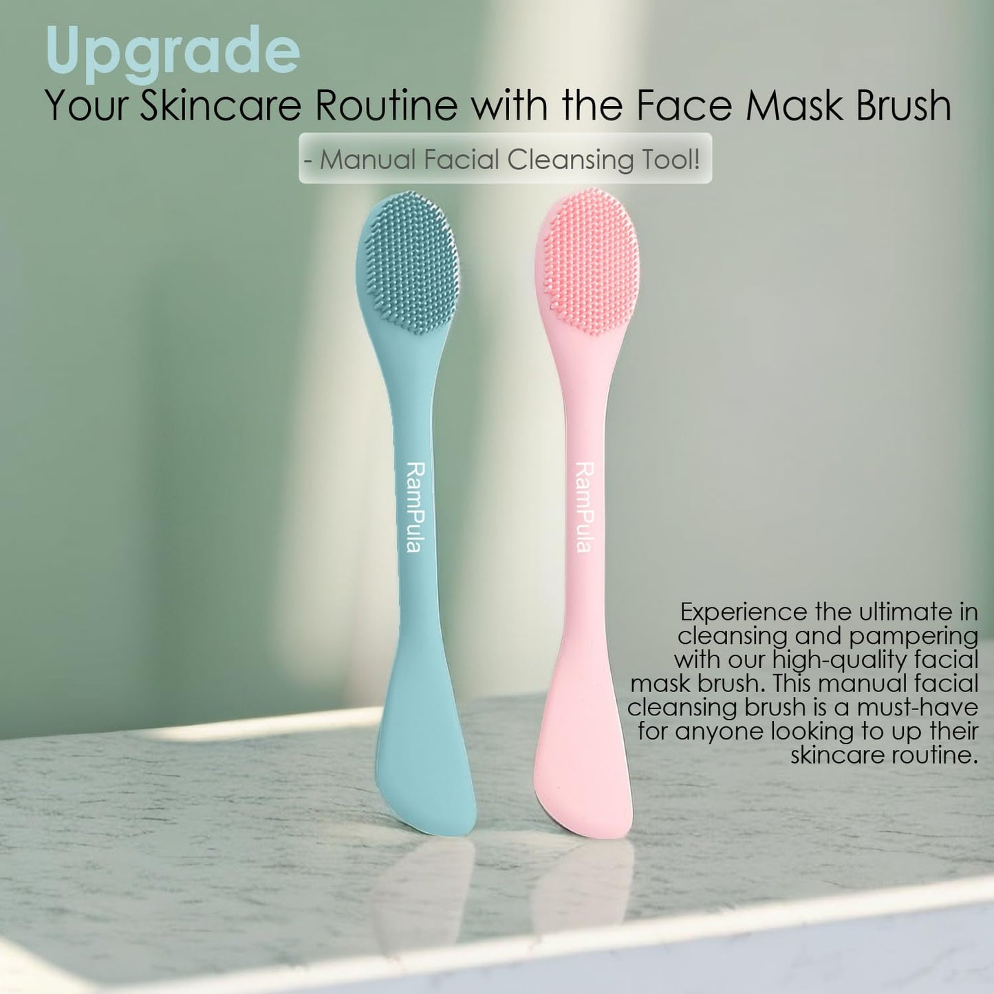 Zermet 1 Facial Cleansing Brush, 2 in 1 Silicone Face Mask Brush & Face Scrubber, For Exfoliating, Massaging, Remove Blackheads, Makeup Skincare Removal, Applicator for Mud, Clay, Body Lotion, DIY Mask