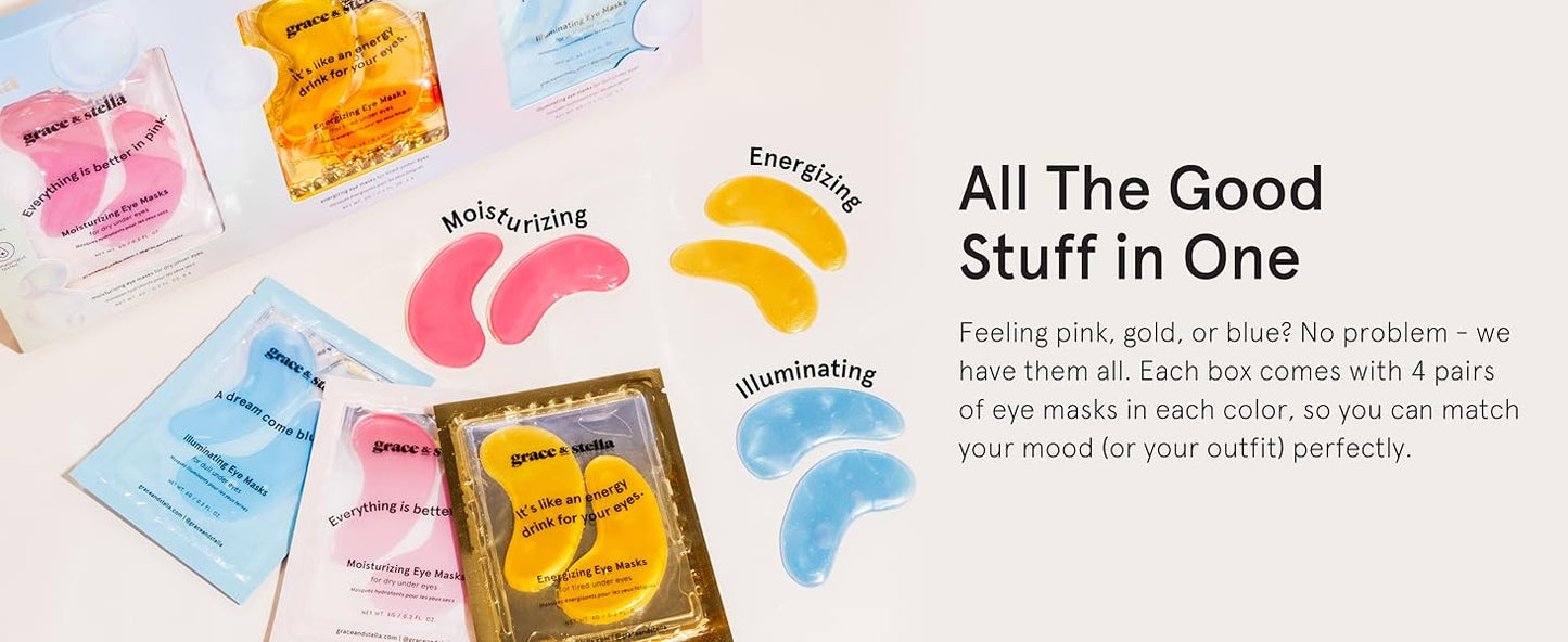 Zermet 1 grace & stella Under Eye Patches (12 pairs) Eye Masks for Puffy Eyes and Dark Circles - Birthday Gifts for Women, Bachelorette Party Favors, Bridesmaid, Self Care and Relaxation Gifts for Her - Vegan