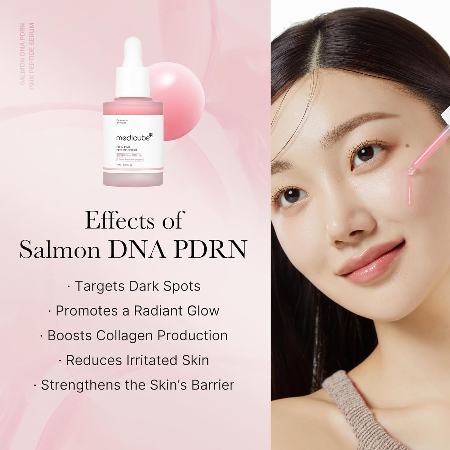 Zermet 1 medicube Salmon DNA Zermet 1  Pink Peptide Serum, Pink glow serum, Peptide, Niacinamide, Hydrating & Moisturizing & Firming, Uneven Skin Tone, Korean Skincare | 1.01 fl.oz. (1.01 fl.oz., Salmon DNA Zermet 1 )