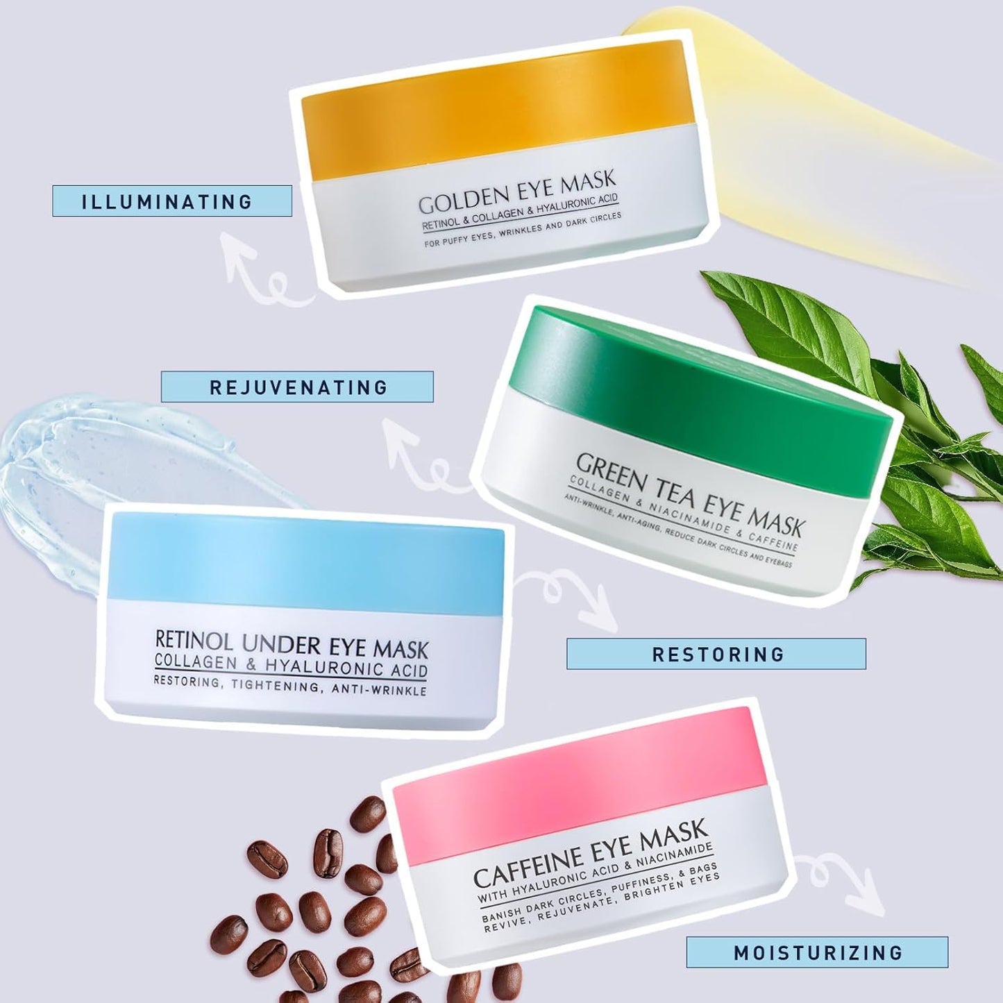 Zermet 1 Enaskin Naturals Under Eye Patches for Dark Circles: 30 Pairs Retinol Collagen Eye Gels Mask - Reduce Wrinkles Puffy & Bags - Skin Treatment Pads - Anti Aging Moisturizer For Women (Blue)