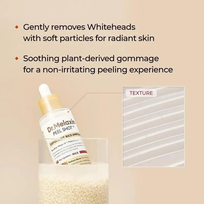 Zermet 1 Peel Shot Glow Rice Ampoule Duo -Serums for Brightening, Exfoliating, andMoisturizing -Suitable for All Skin Types
