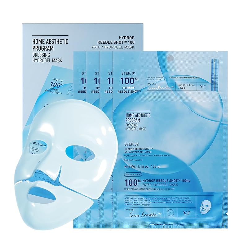Zermet 1 Zermet 1  Collagen Reedle Shot 100 2-Step Hydrogel Mask(34.5gx4ea), Intensive Firming, Exosome 500Da Collagen, Fine Lines, Overnight Melting Mask, Korean Facial Mask, Pink Collagen