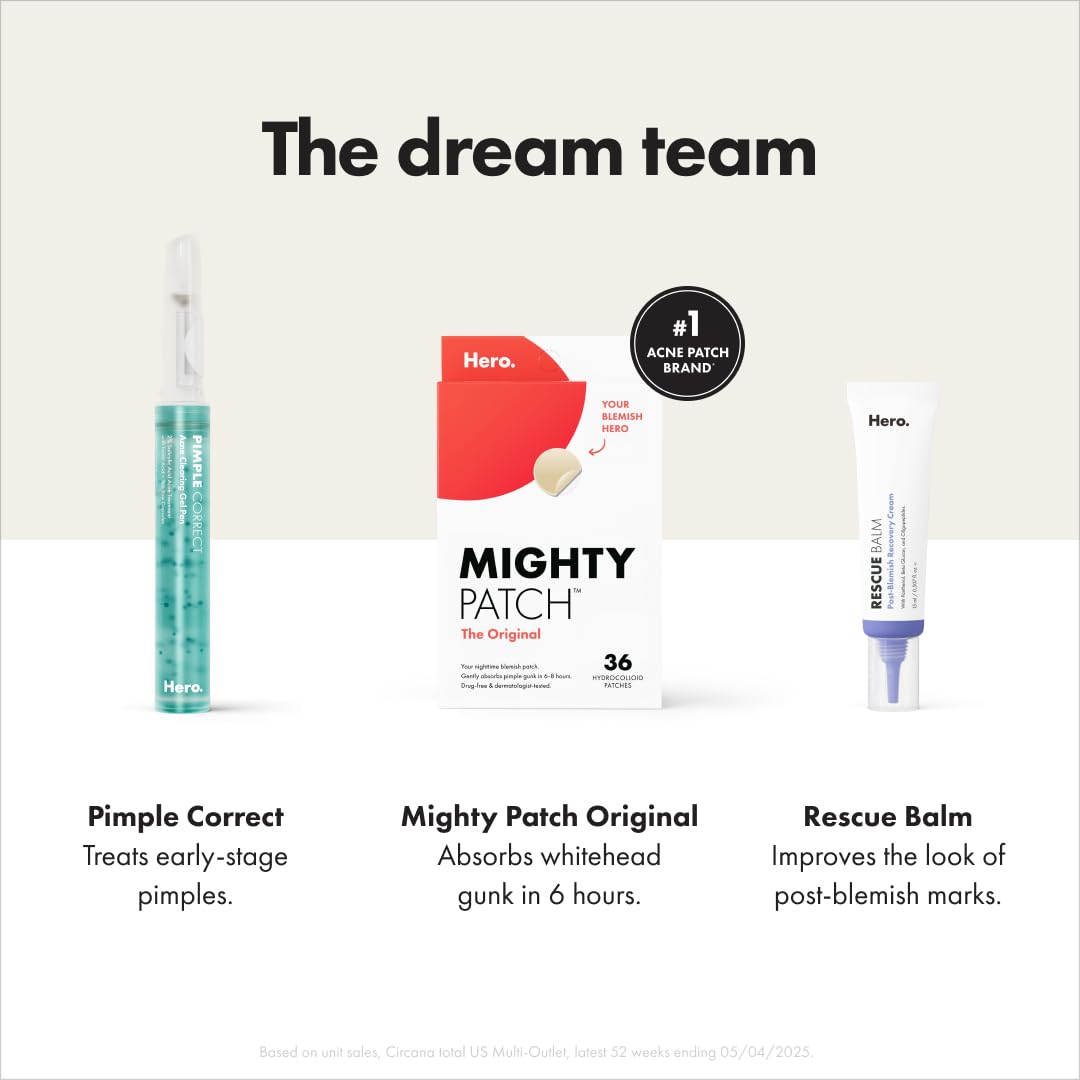 Zermet 1 Mighty Patch™ Original patch from Hero Cosmetics – The #1 Hydrocolloid Acne Pimple Patch for Shrinking Zits and Whiteheads in 1 use; Nighttime Spot Stickers for Face and Skin (36 Count)