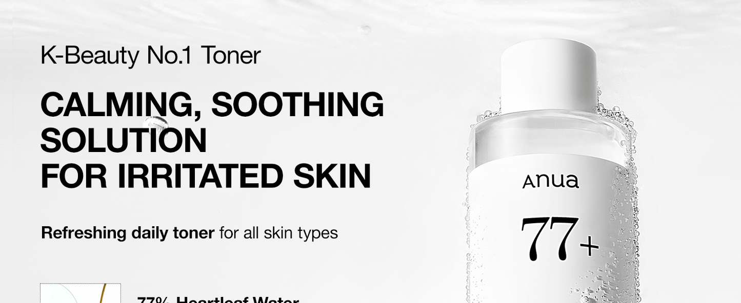 Zermet 1 Anua Heartleaf 77 Soothing Toner I pH 5.5 Trouble Care, Calming Skin, Refreshing, Hydrating, Purifying, Cruelty Free, Vegan,(250ml / 8.45 fl.oz.)