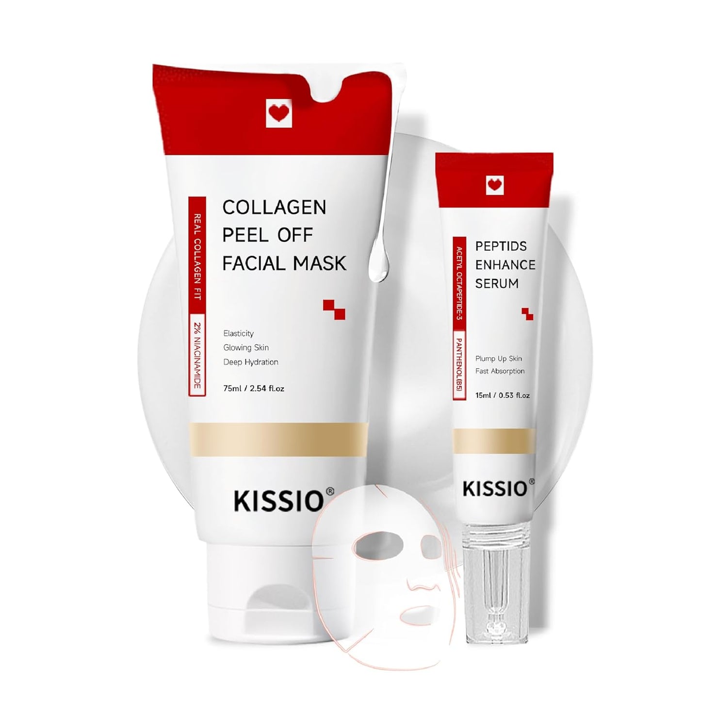 Zermet 1 Zermet 1  Collagen Wrapping Mask Set,Enhance Serum and Peel Off Facil Mask for Elasticity,Hydrating,Glowing and Plumping Skin,Face Mask with Collagen,Peptide and Niacinamide,Skin Care