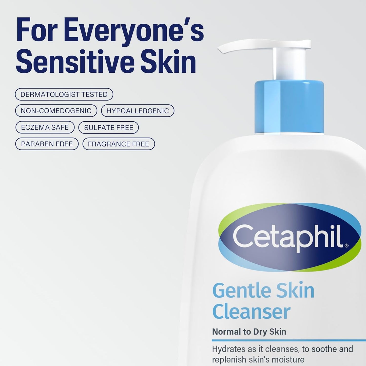 Zermet 1 Cetaphil Face Wash, Hydrating Gentle Skin Cleanser for Dry to Normal Sensitive Skin, 20 oz, Fragrance Free, Soap Free and Non-Foaming