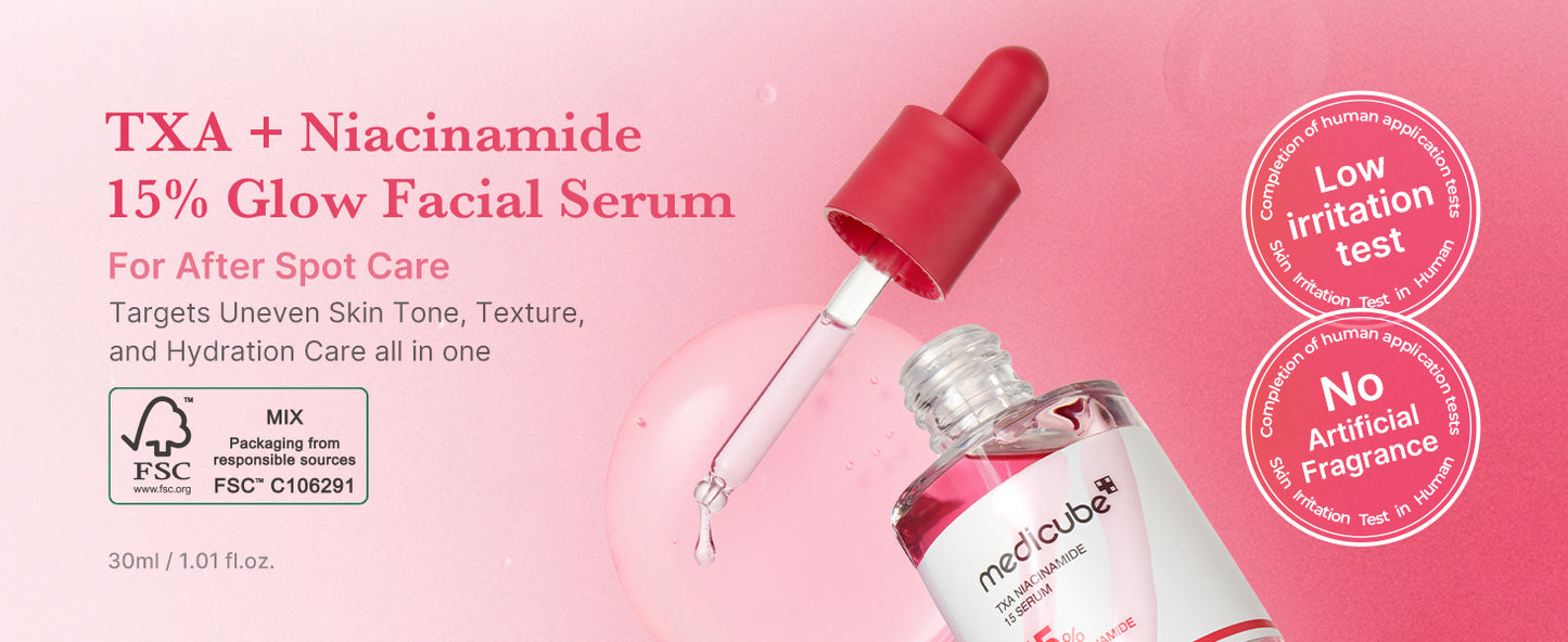 Zermet 1 medicube TXA+Niacinamide 15% Glow Facial Serum for After Spot Care | All-in-One Daily Korean Skincare | Uneven Skin Tone, Texture, and Hydration Care | High-Potency Tranexamic Acid 5% | 1.01 fl.oz