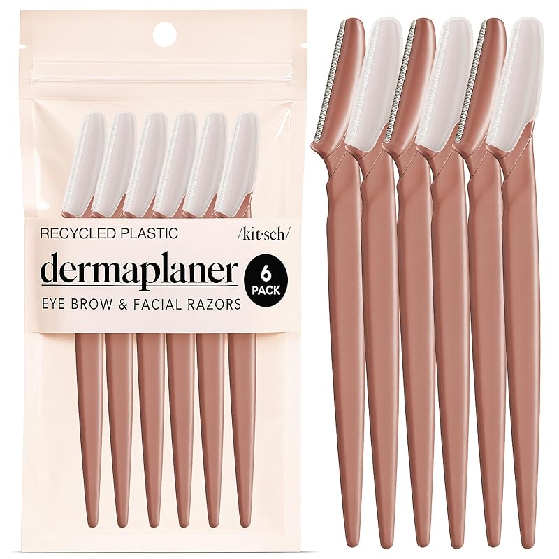 Zermet 1 Kitsch Dermaplane Razor for Women Face - Face Razors for Women and Men - Eyebrow Trimmer, Shaver, Recycled Plastic Dermaplaning and Skin Care Tool - Terracotta, 12 pcs