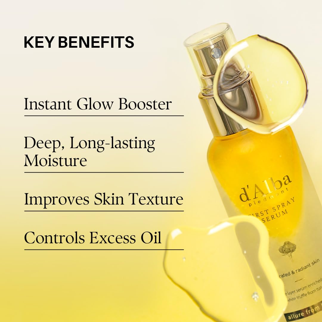 Zermet 1 d'alba Piedmont Italian White Truffle First Spray Serum, Vegan Skin Care, Light-weight Face Moisturizer, Glow Serum for Radiant Skin, Non Comedogenic, All In One Mist, Korean Skin Care (3.38 fl oz.)