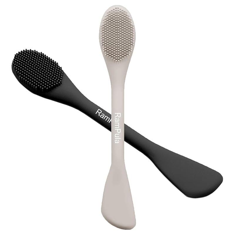 Zermet 1 Facial Cleansing Brush, 2 in 1 Silicone Face Mask Brush & Face Scrubber, For Exfoliating, Massaging, Remove Blackheads, Makeup Skincare Removal, Applicator for Mud, Clay, Body Lotion, DIY Mask