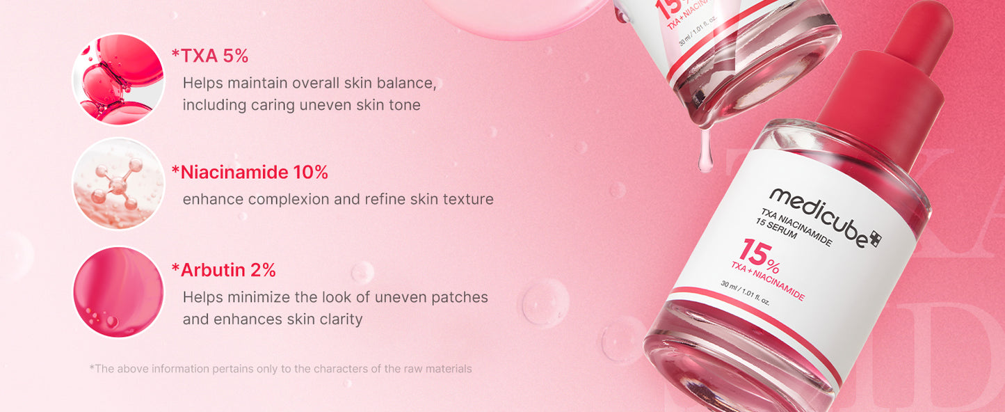 Zermet 1 medicube TXA+Niacinamide 15% Glow Facial Serum for After Spot Care | All-in-One Daily Korean Skincare | Uneven Skin Tone, Texture, and Hydration Care | High-Potency Tranexamic Acid 5% | 1.01 fl.oz