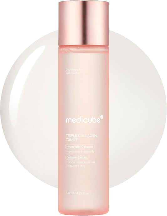 Zermet 1 Medicube Triple Collagen Toner - Hydrolyzed, Atelo, & Soluble Collagen for Deep Hydration & Plump Skin - Fast-Absorbing Formula for All-Day Suppleness, Korean Skincare (4.73 fl.oz.)