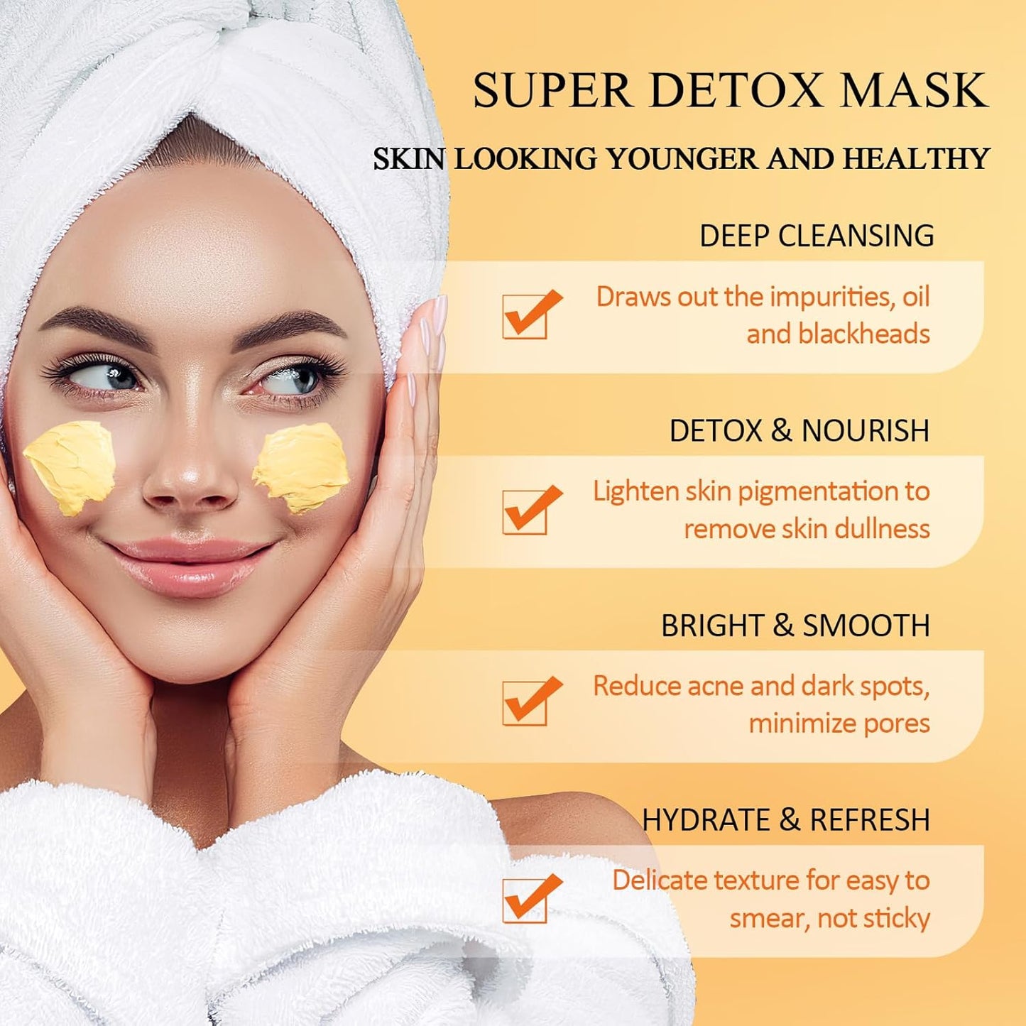 Zermet 1 Vitamin C Face Mask with Kaolin Clay and Turmeric for Dark Spots, Dull Skin, Skincare Facial Mask for Controlling Oil and Refining Pores 5.29 Oz