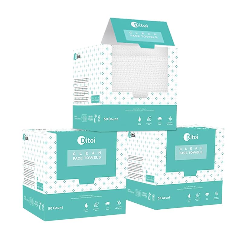 Zermet 1 Face Towels, 10"×12" Disposable Face Towel, Face Towelettes XL, Ultra Soft Makeup Remover Dry Wipes, Thick Face Towel for Sensitive Skin, 50 Count (1 Pack)