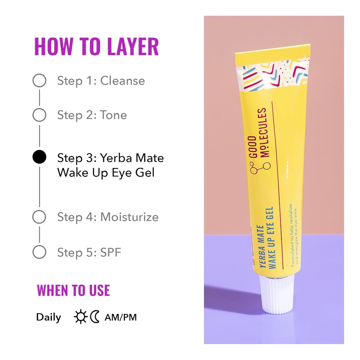 Zermet 1 Good Molecules Yerba Mate Wake Up Eye Gel - Hydrating Under Eye Gel Cream with Hyaluronic Acid and Caffeine - Target Dark Circles and Puffiness - Skin Care for Face