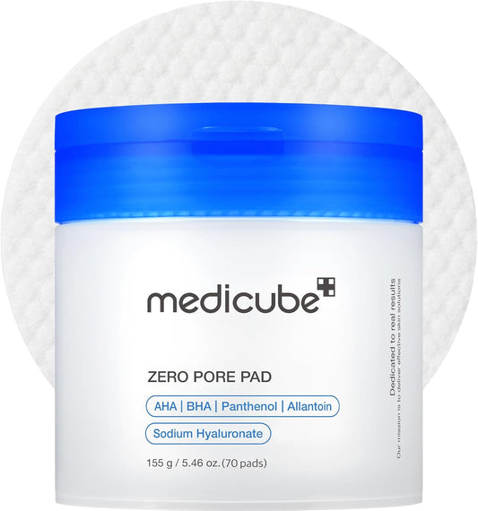 Zermet 1 Medicube Zero Pore Pads 2.0, Dual-Textured Facial Toner Pads for Exfoliation and Pore Care with 4.5% AHA Lactic Acid & 0.45% BHA Salicylic Acid, Ideal for All Skin Types, Korean Skin Care (70 units)